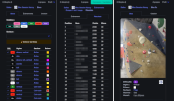 Screenshot of the boulder list in C-Morpho.