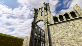 Screenshot of the level showing brick arches over a canal.