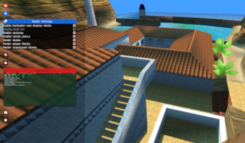 Screenshot of a Perfect Dark level viewed in the noclip video-game museum.