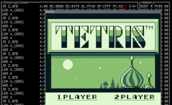 Screenshot of Tetris for GameBoy running in Poussin.